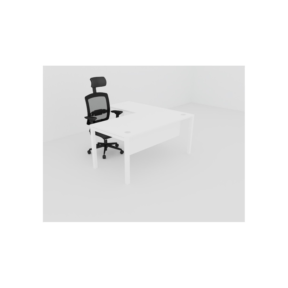 Bureau Droit EASY L.170 x 75cm - BLANC - Pieds BLANC- Z